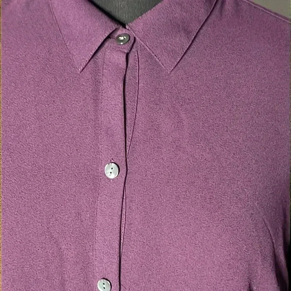 J Jill Purple Button Front Chiffon Tiered Layered Tunic Size M - Picture 3 of 7